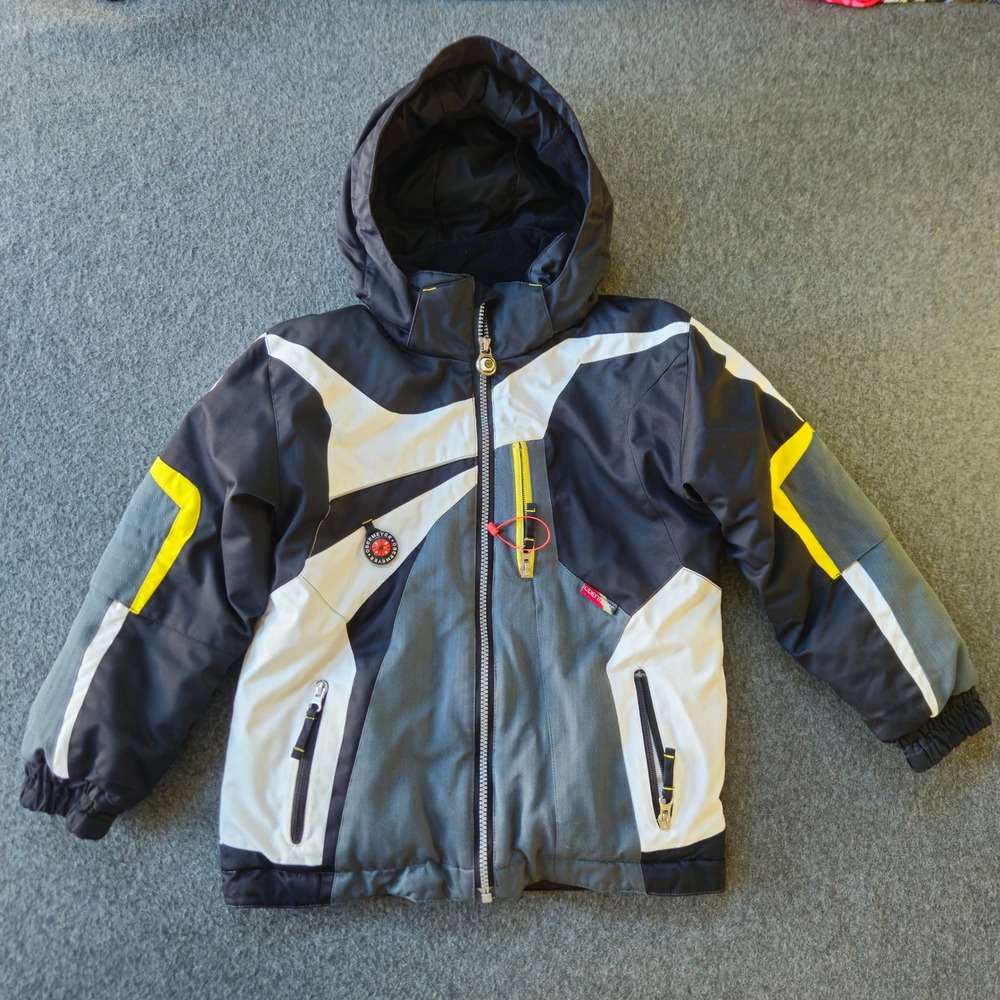 Boys Youth Obermeyer I-Grow Ski Snow Coat Jacket Sz 7 Hood Black Grey Rare Parka